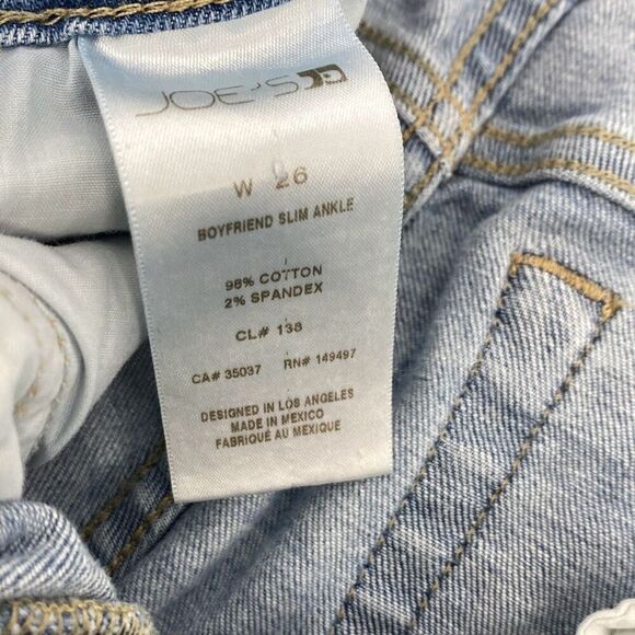 Joe's Jeans Boyfriend Slim Ankle Jeans Distressed Faded Manila Blue Stretch Size - Picture 14 of 16